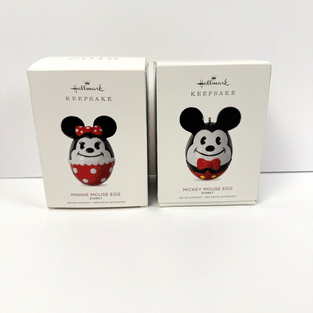 2018 Disney Hallmark Keepsake Ornament Mickey & Minnie Mouse Egg Bundle Lot NEW